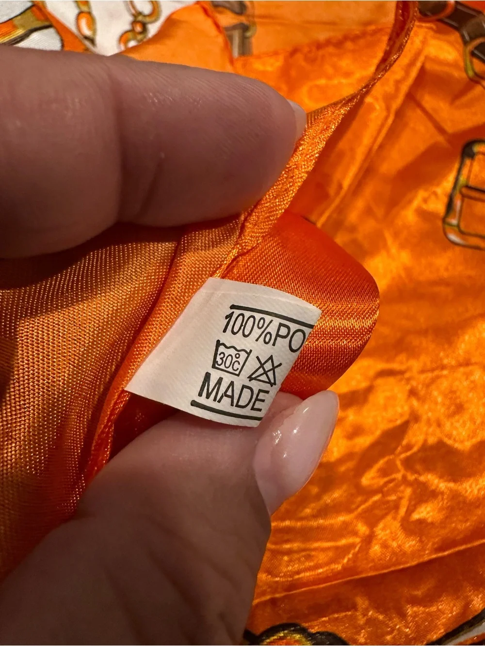 Silk-Feel Orange Equestrian Print Scarf - Women's Accessory